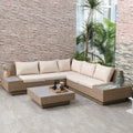 Outsunny Salon de jardin 4 pièces résistant aux intempéries avec tablette, polyrotin