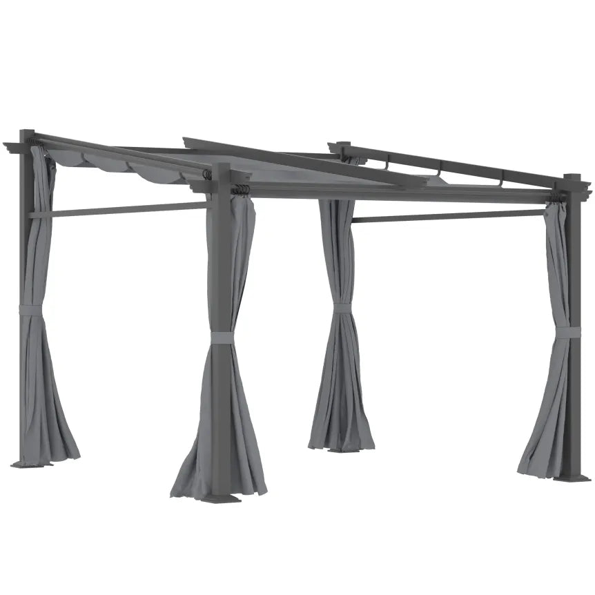 Outsunny Pergola avec toit rétractable et système à corde