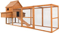Wiltec Poulailler en bois marron 3100 × 1500 × 1500 mm – Enclos, pondoirs, abri, grillage et bac à déjections galvanisé
