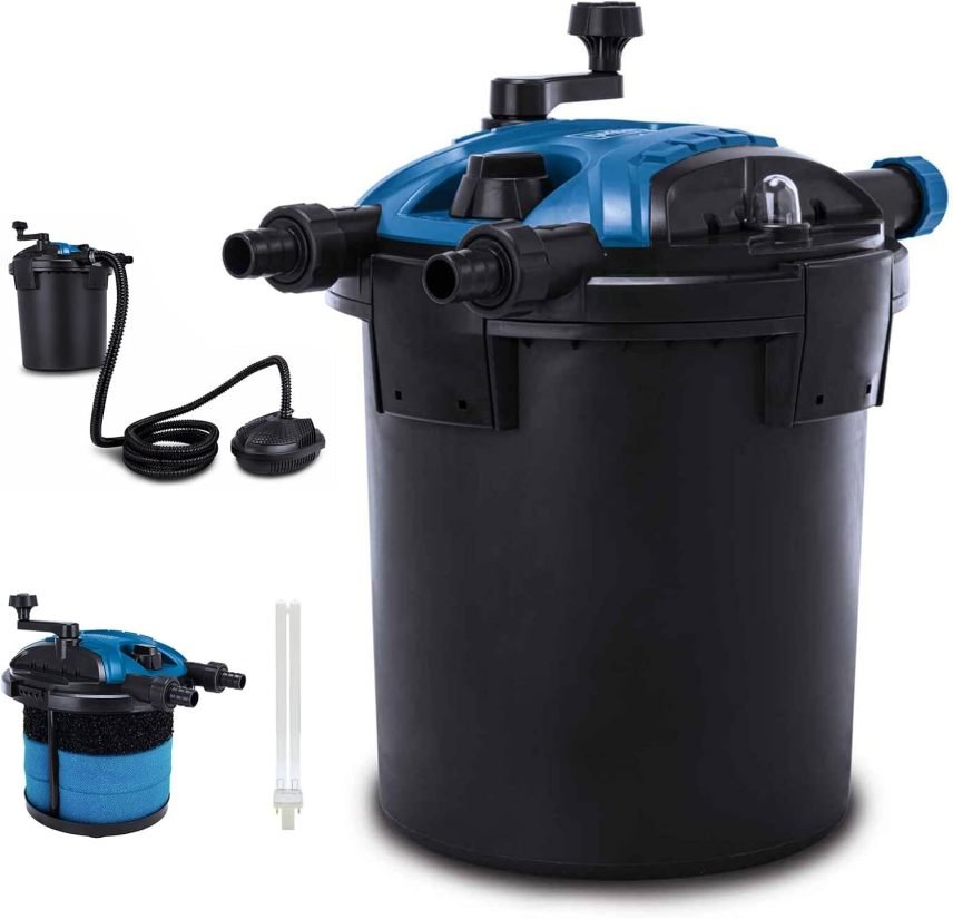 Scheppach PFS8000 Kit filtre sous pression pour bassin | Jusqu’à 8 000 L | Débit 4 000 L/h | Clarificateur UV-C 11 W avec Spin Clean