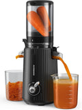ACOQOOS Extracteur de jus, extracteur légumes et fruits avec ouverture d'alimentation 110MM, facile à nettoyer, extracteur lent avec 2 tasses, Noir 1