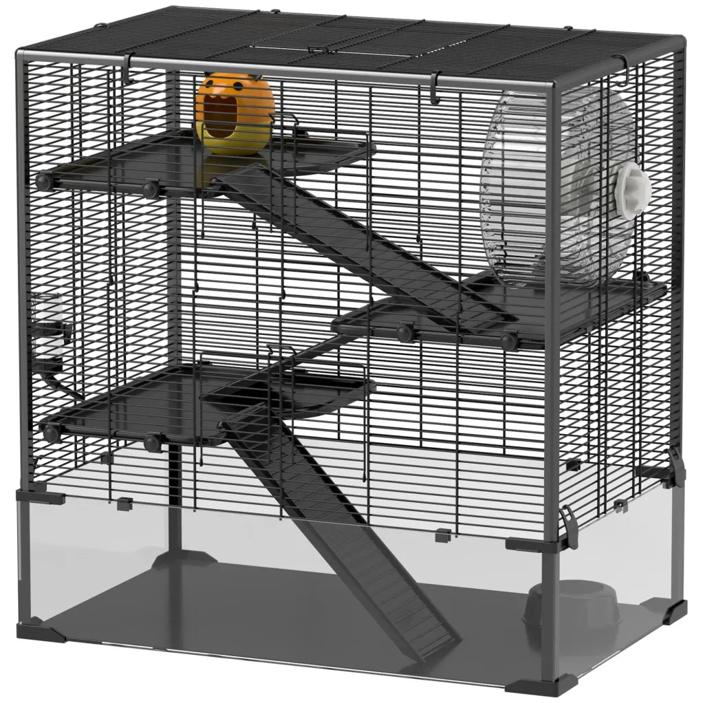 PawHut Cage pour hamster nain à plusieurs niveaux – Fond en verre trempé