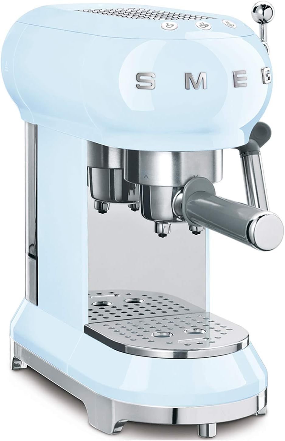 Smeg ECF01WHEU Machine à espresso manuelle – Système cappuccino, Thermoblock, double café, réservoir 1 L, format compact