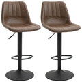 HOMCOM Lot de 2 tabourets de bar réglables en hauteur – Similicuir marron