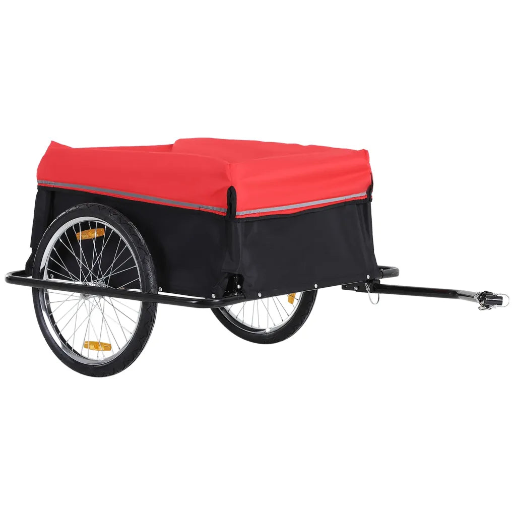 HOMCOM Remorque vélo cargo pliable avec grande caisse de transport