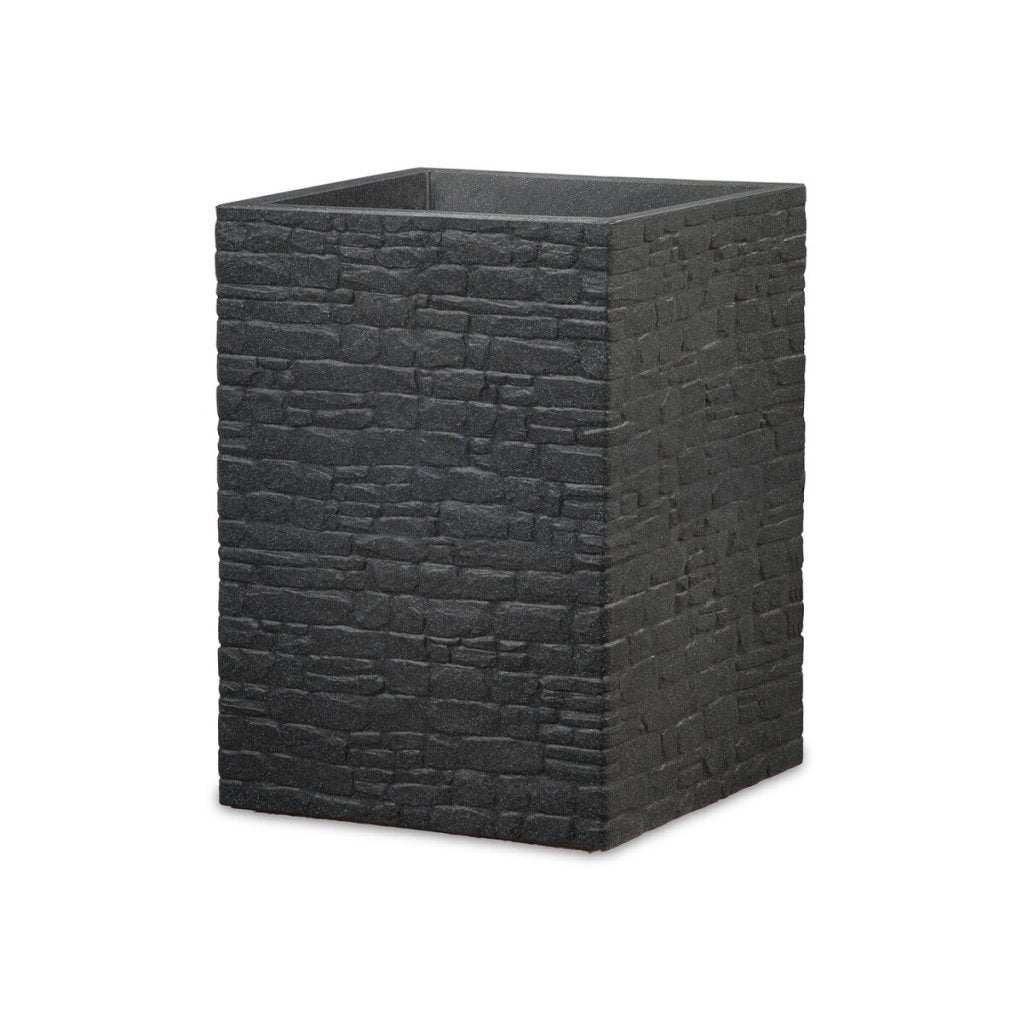 Scheurich Muretto Pot haut carré en plastique, Stony Black, H 54 cm – Article de second choix, comme neuf