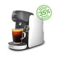 Finesse Friendly Black-White Machine à café à capsules – Machine à café à capsules compacte en noir et blanc, utilisation simple pour un café rapide