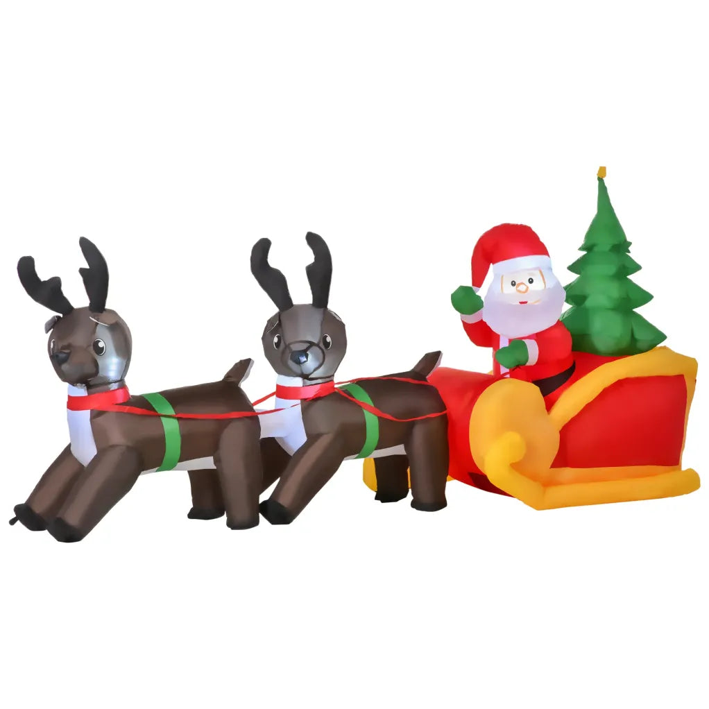 HOMCOM Père Noël gonflable avec traîneau de rennes, LED, IP44 1