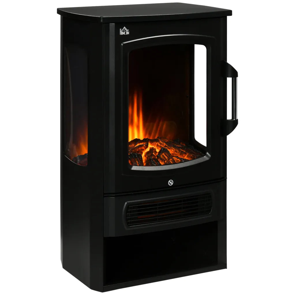 HOMCOM Cheminée électrique, effet de flamme LED, 2 niveaux de chauffe, protection contre la surchauffe 1