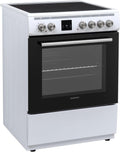 Daewoo F6EV22WL3DE Cuisinière avec table vitrocéramique, A, volume de cavité : 65 L, 8 modes de chauffe avec chaleur haut/bas, émail facile d'entretien, 4 zones de cuisson, Blanc 1