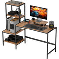 HOMCOM Bureau informatique avec support écran et 4 étagères – 150 × 48 × 125 cm