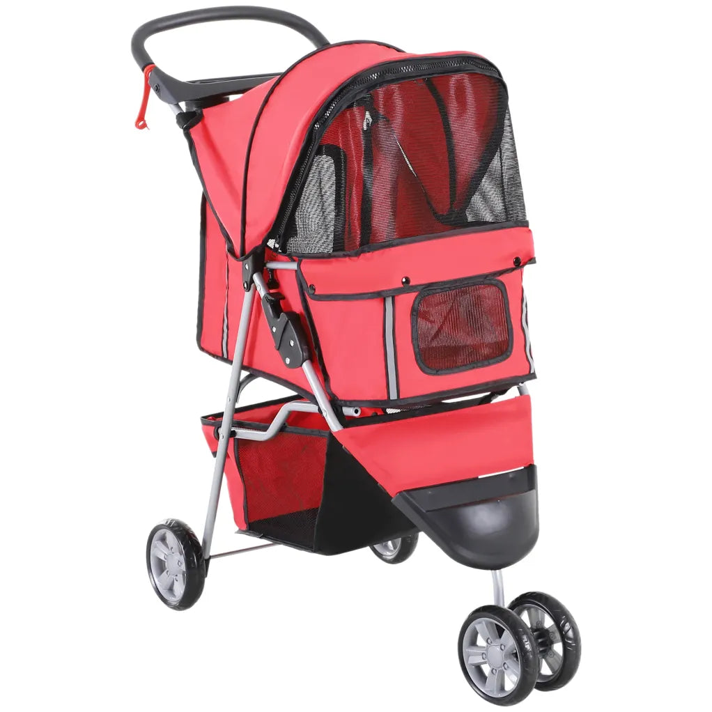 Poussette pour chien PawHut pliable avec frein de stationnement et panier de courses 1